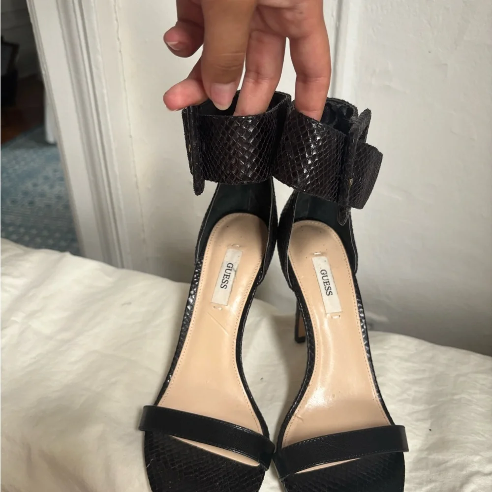 GUESS Black Snakeskin Heels (New) - Picture 3 of 5